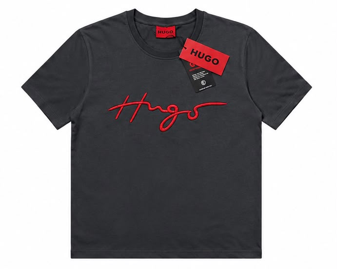 Hugo Big Logo T-shirt Mens Grey