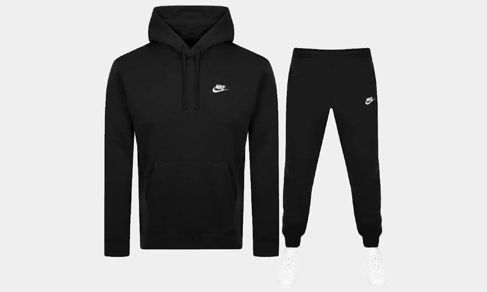 Nike Club Hooded Tracksuit Mens Black